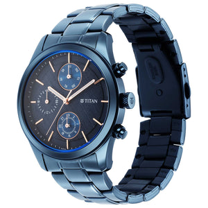 Titan Neo Splash Blue Dial Analogue Quartz Stainless Steel Strap watch for Men