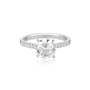 GEORGINI GOLD ROUND BRILLIANT CUT 2CT MOISSANITE ENGAGEMENT RING IN 9CT WHITE GOLD