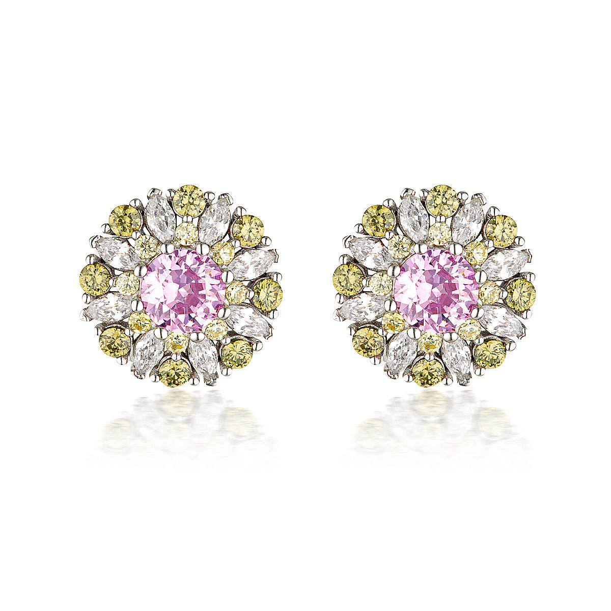 SUMMER SORBET BERRY BLOOM MULTI COLOURED EARRINGS SILVER