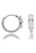 Load image into Gallery viewer, OPAL GLOW WHITE CREATED OPAL HOOP EARRINGS SILVER