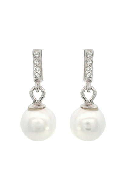 ADAGIO EFFORTLESS GLOW BAR DANGLE PEARL EARRINGS SILVER