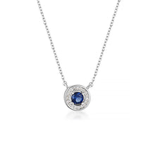 Load image into Gallery viewer, MILESTONE SAPPHIRE HALO PENDANT IN SILVER