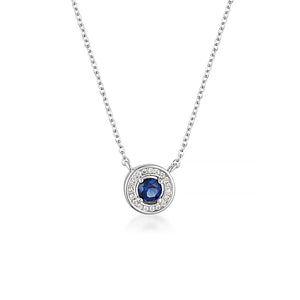 MILESTONE SAPPHIRE HALO PENDANT IN SILVER