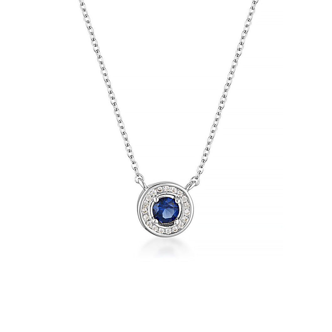 MILESTONE SAPPHIRE HALO PENDANT IN SILVER