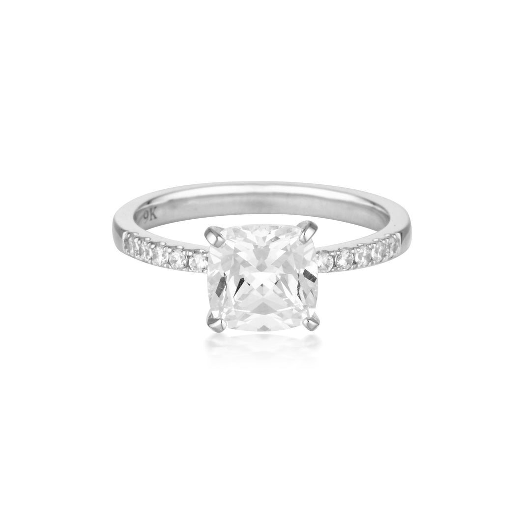 GEORGINI GOLD CUSHION CUT 1.5TCW MOISSANITE ENGAGEMENT RING IN 9CT WHITE GOLD