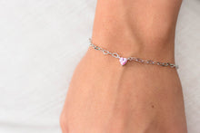 Load image into Gallery viewer, SWEETHEART HEART CHAIN BRACELET PINK SILVER