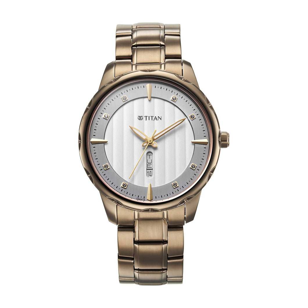 Titan Regalia Opulent White Dial Watch for Men