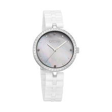 Load image into Gallery viewer, Titan Purple Ceramics Quartz Analogue Mother of Pearl Dial White Ceramic Strap Watch For Women