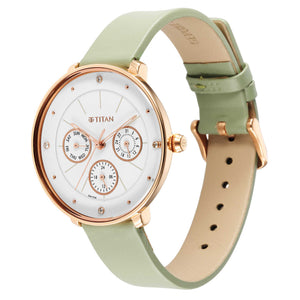 Titan Neo White Dial Analogue Leather Strap Watch for Women