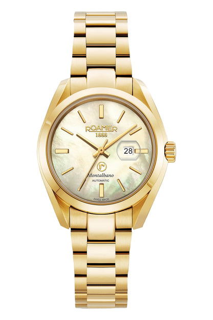 Roamer Montalbano Ladies 31mm Mother of Pearl Dial Gold Stainless Steel Strap Watch