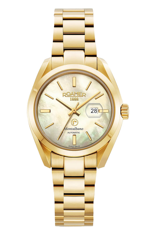 Roamer Montalbano Ladies 31mm Mother of Pearl Dial Gold Stainless Steel Strap Watch