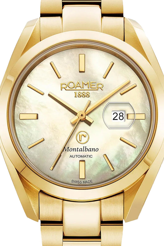 Roamer Montalbano Ladies 31mm Mother of Pearl Dial Gold Stainless Steel Strap Watch
