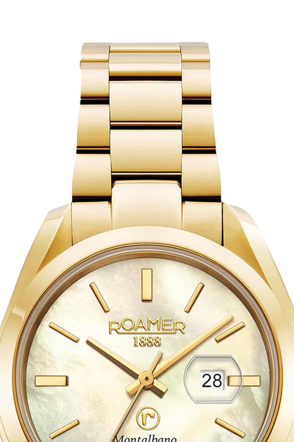 Roamer Montalbano Ladies 31mm Mother of Pearl Dial Gold Stainless Steel Strap Watch