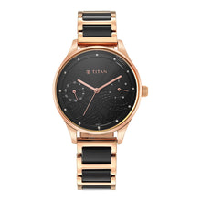 Load image into Gallery viewer, Titan Purple Acetate Black Dial Analogue with Day and Date Metal and Acetate Strap Watch for Women