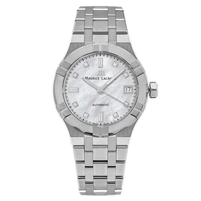 Maurice Lacroix AIKON Automatic Date 35mm White Mother-of-Pearl Set with Diamonds Watch