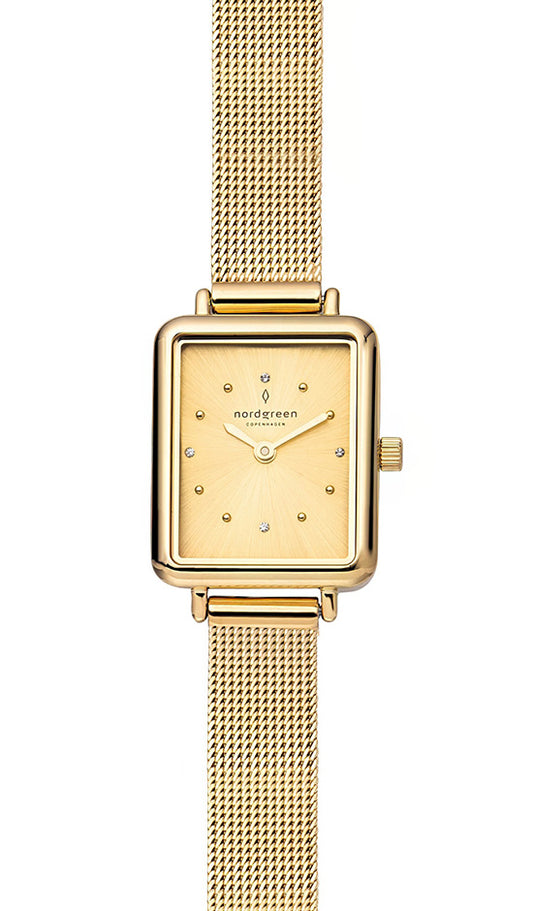 Nordgreen Allure 20mm x 30mm Gold Dial Gold Mesh Watch