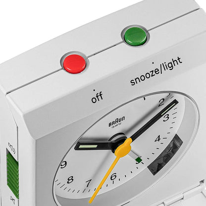 Braun White Classic Travel Analogue Alarm Clock