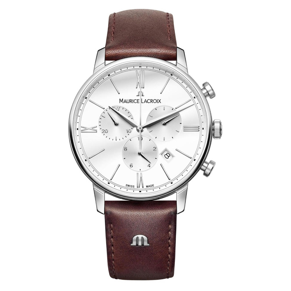 Maurice Lacroix ELIROS 40mm White Dial Brown Leather Watch