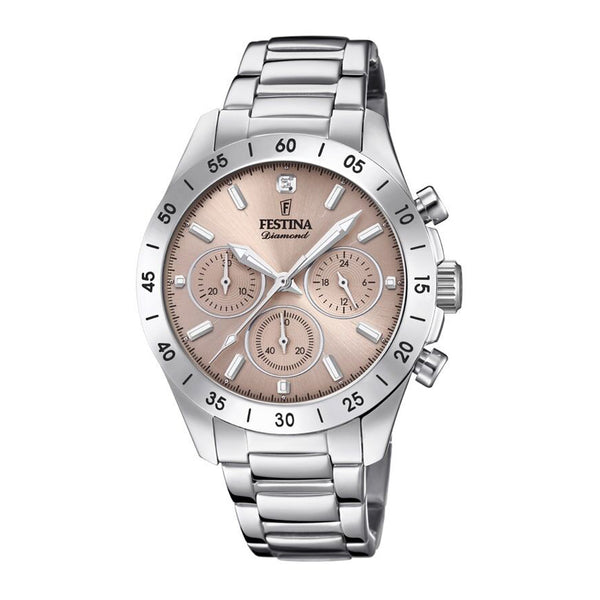 Festina Boyfriend 38.5mm Pink Dial Silver Strap Watch