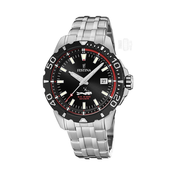 Festina Divers 44.5mm Stainless Steel Strap Watch