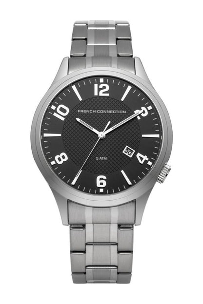 French Connection Cromwell 42mm Black Dial Silver Stainless Strap Watch