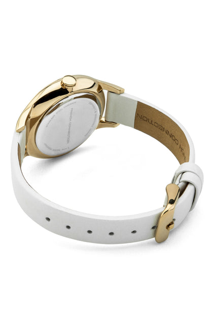 French Connection Daisy Grand 36mm White Dial White Leather Strap Watch