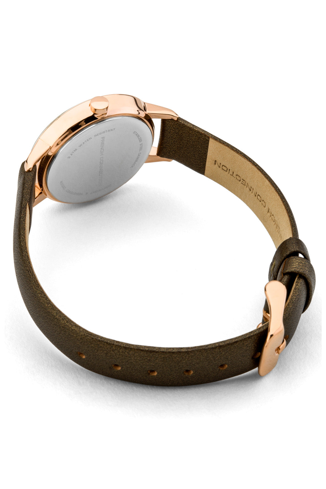 French Connection Ladies 31mm Grey Dial Brown Leather Strap Watch