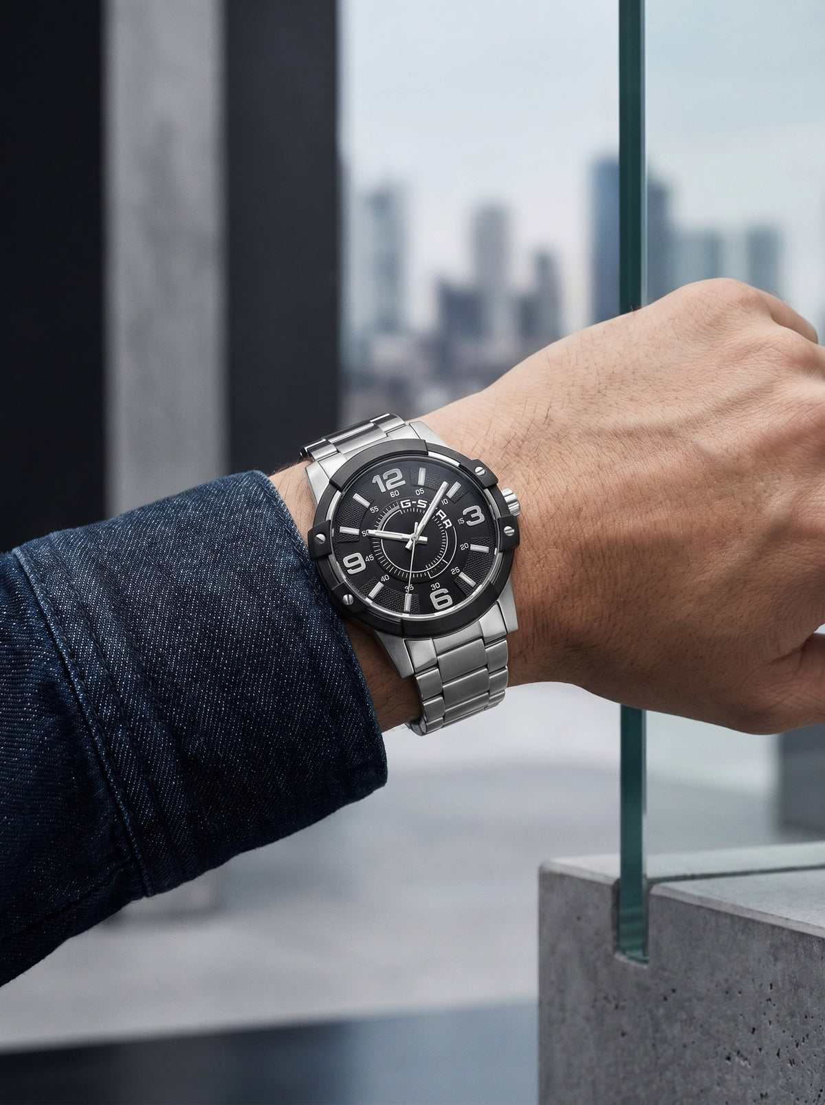 G-STAR Constructed Bold Silver Tone Watch