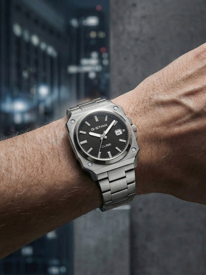 G-STAR Cube Silver Tone Watch