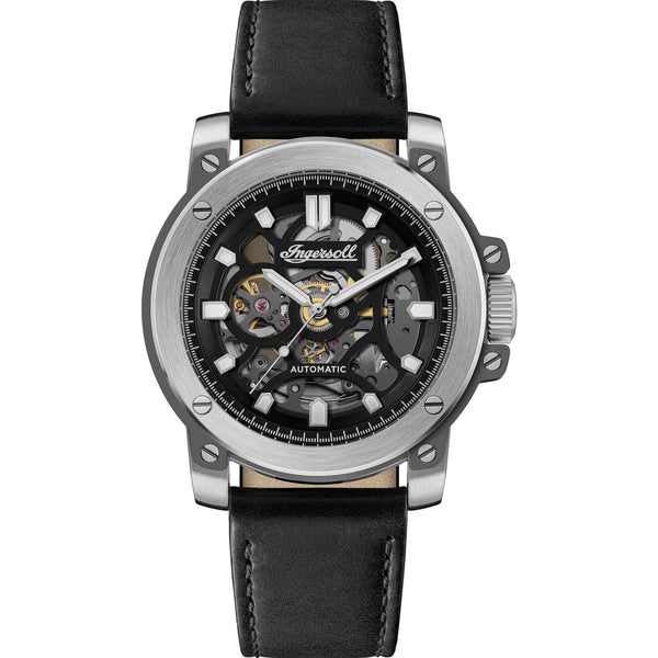 Ingersoll The Freestyle Automatic Black Leather Strap Watch