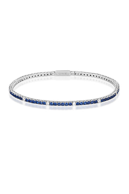 MILESTONE SAPPHIRE 2MM TENNIS BRACELET IN SILVER