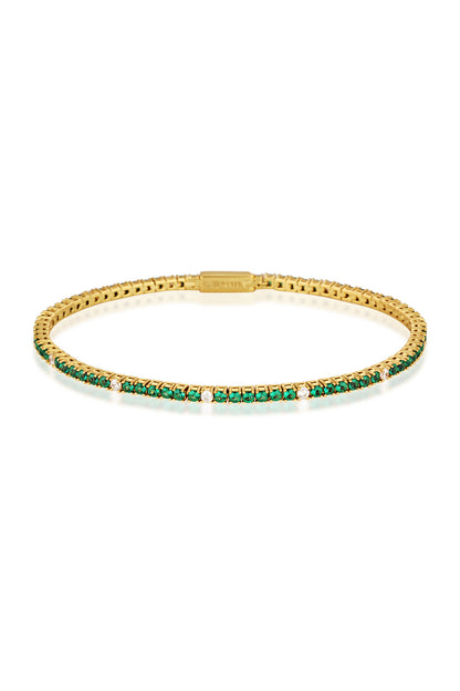 MILESTONE EMERALD 2MM TENNIS BRACELET IN GOLD