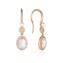 Load image into Gallery viewer, Georgini Noel Nights Sliced Stone Pearl Drop Earrings Rose Gold