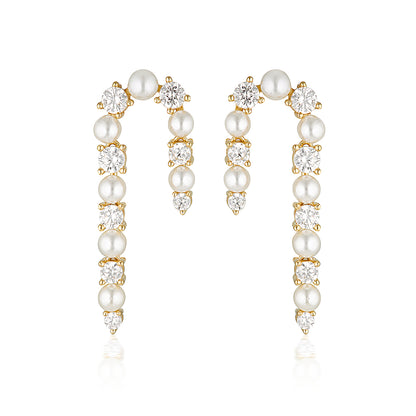 NOEL NIGHTS CANDY CANE PEARL EARRINGS GOLD