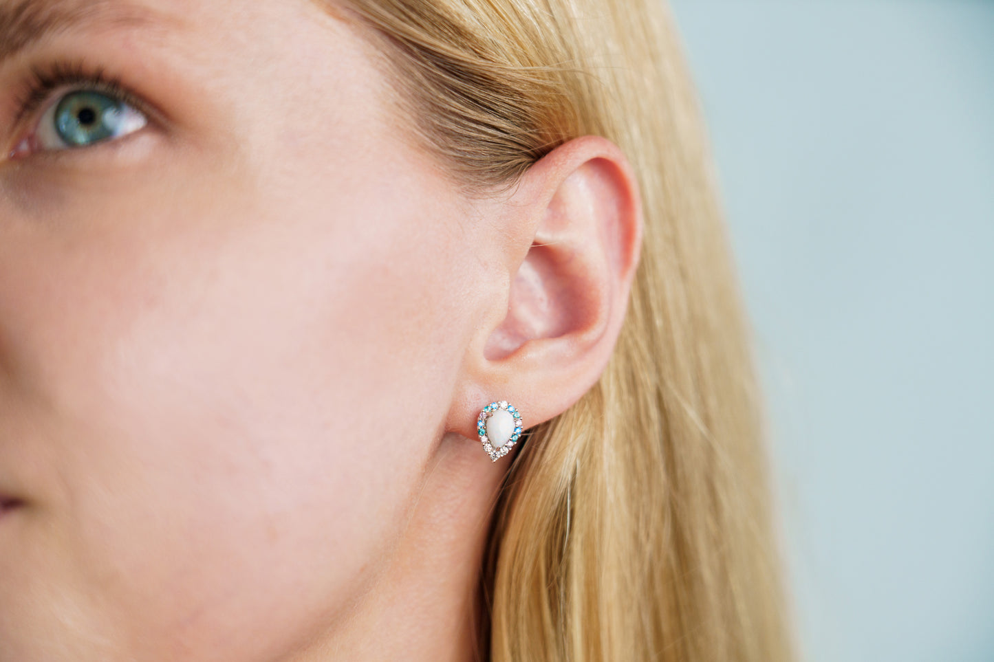 GEORGINI WISTERIA CREATED OPAL FLORIBUNDA STUD EARRINGS SILVER