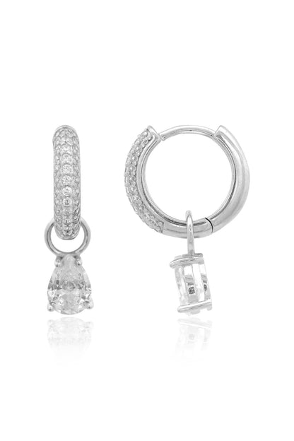 GEORGINI WISTERIA DUO PEAR EARRINGS SILVER