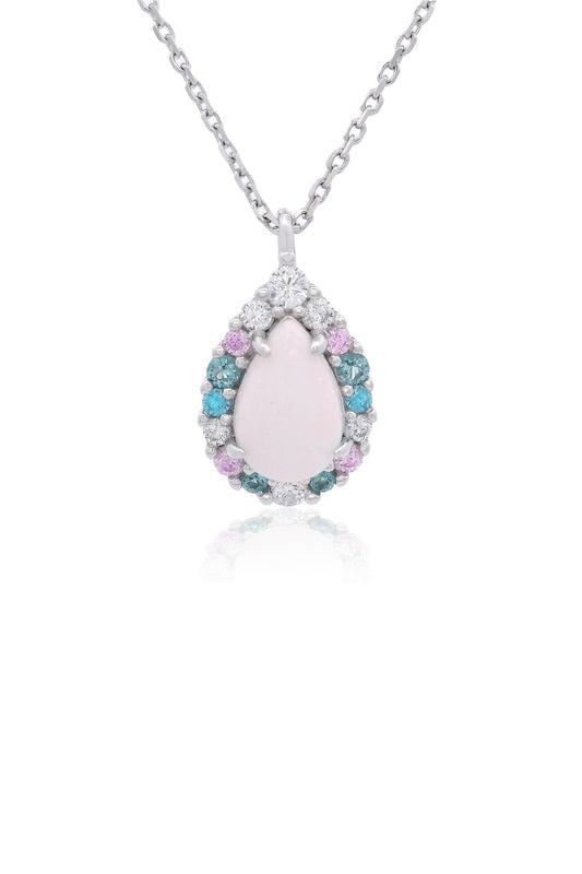 GEORGINI WISTERIA CREATED OPAL FLORIBUNDA PENDANT SILVER