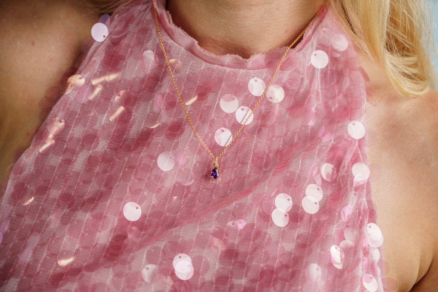 GEORGINI WISTERIA PENDANT AMETHYST CZ GOLD