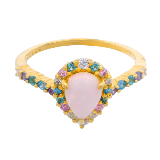 GEORGINI WISTERIA CREATED OPAL FLORIBUNDA RING GOLD