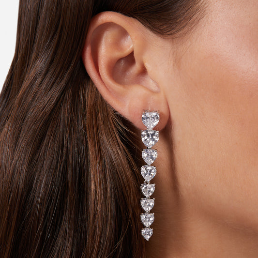 Chiara Ferragni Infinity Love Silver and White Heart Cubic Zirconia Earring (Single Earring Only)
