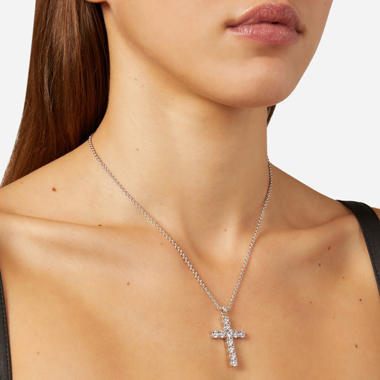 Chiara Ferragni Croci White Zirconia Bold Cross Pendant Necklace