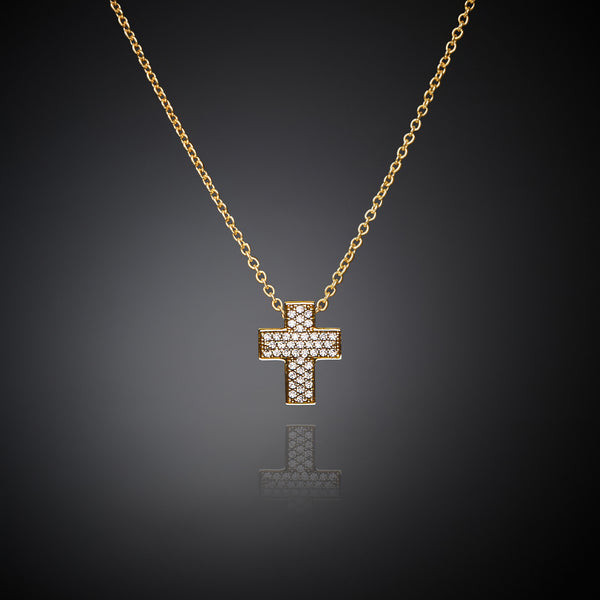 Chiara Ferragni Croci White Zirconia Small Cross Pendant in Gold Necklace