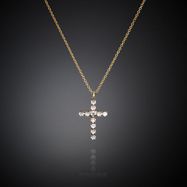 Chiara Ferragni Croci White Zirconia Bold Cross Pendant in Gold Necklace