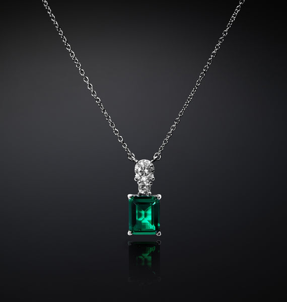 Chiara Ferragni Emerald Silver and Green Zirconia Pendant Necklace