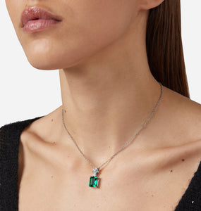 Chiara Ferragni Emerald Silver and Green Zirconia Pendant Necklace