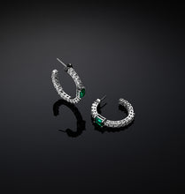 Load image into Gallery viewer, Chiara Ferragni Emerald Silver and Green Zirconia Hoop Earrings