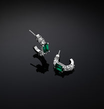 Load image into Gallery viewer, Chiara Ferragni Emerald Silver and Green Zirconia Small Hoop Earrings