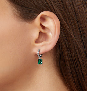 Chiara Ferragni Emerald Silver and Green Zirconia Pendant Earrings