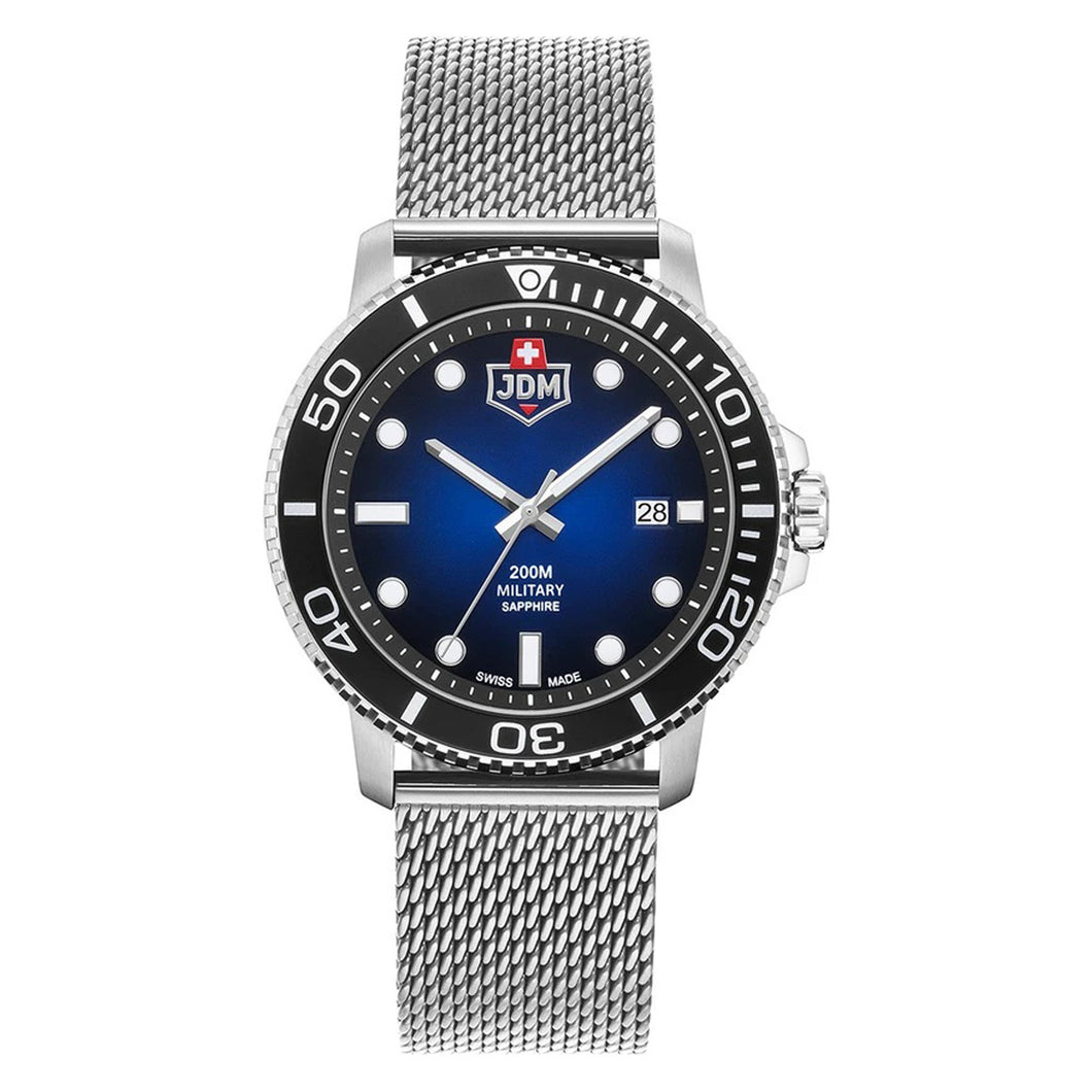 JDM Military Tango Blue Steel Mesh Watch