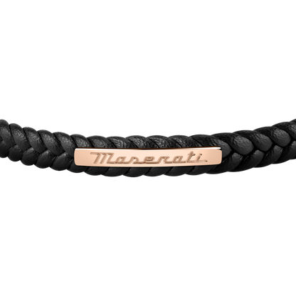 Maserati Black with Rose Gold Recycled Leather 225mm Bracelet